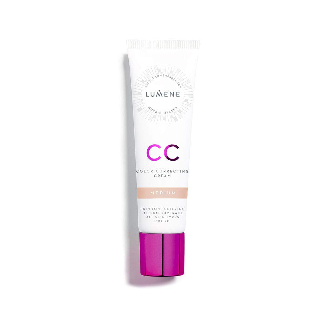 Lumene CC Color Correcting Cream infused with Pure Arctic Spring Water - 6 in 1 Medium Coverage for all Skin Types SPF 20-30 ml / 1.0 Fl.Oz. (Medium)