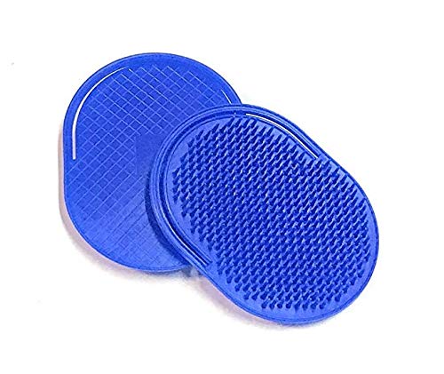G.B.S Soft Pocket Palm Brush Portable Hair Brush and Head Scratcher Use for Women, Men, Pets Easy to Hold Massager Hair Growth Durable Pack of 3 (2 Blue Soft Pocket Palm Brush + 1 Red Head Scrubber)