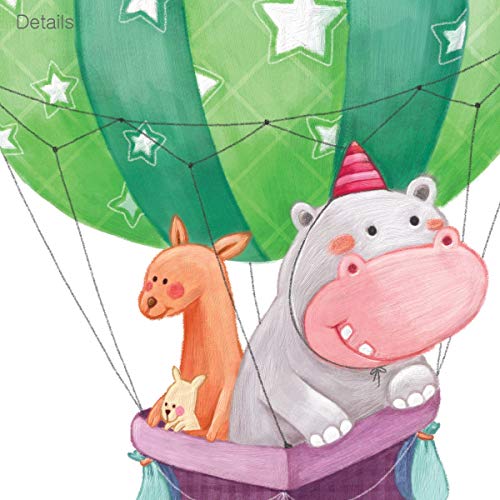 DECOWALL DL-1406L Large Animal Train & Hot Air Balloons Kids Wall Stickers Wall Decals Big Peel and Stick Removable Wall Stickers for Kids Nursery Bedroom Living Room (XLarge) décor
