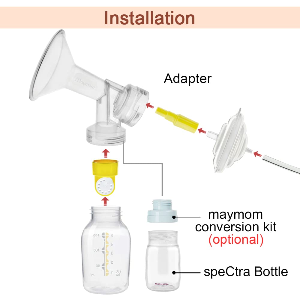 Maymom Flange Adapter Compatible with Spectra S1, S2; Connects Maymom Breastshield/Bottle and Spectra Backflow Protector (White)