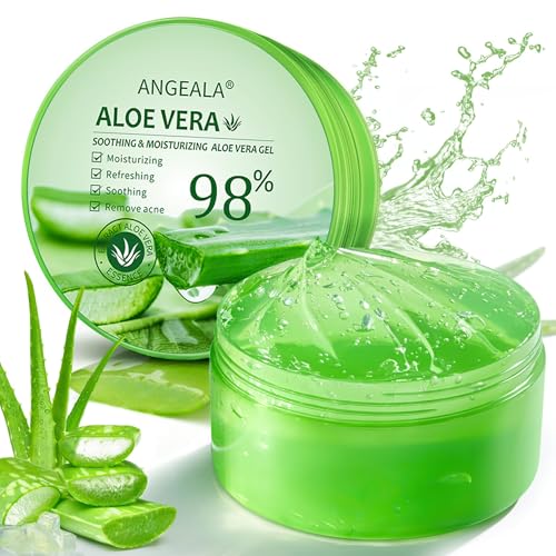 Organic Aloe Vera Gel for Face & Body Made within 12 Hours of Harvest, 98% Pure Aloe Vera Gel for Skin,Scalp,& Hair, Soothing Aloe Face Moisturizer,Multipurpose Skin Care(10oz)