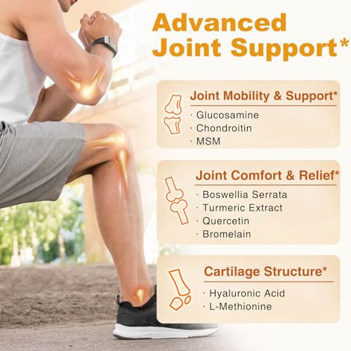 ZEBORA Glucosamine Chondroitin Joint Support Supplement, with MSM Turmeric Boswellia, Glucosamine Sulfate, Glucosamine Chondroitin MSM, for Joint Health & Relief Nutritional Supplements, 120 Capsules