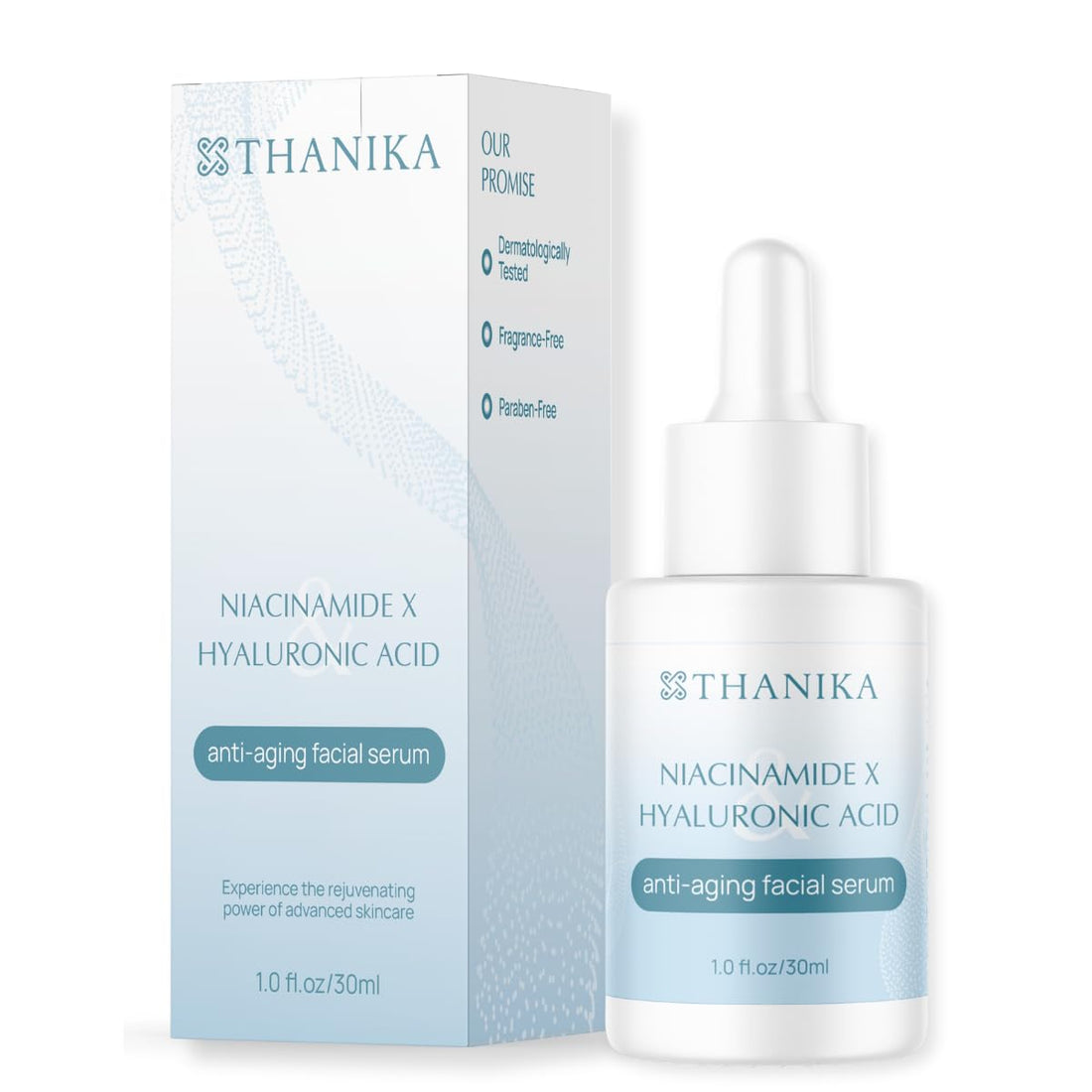 THANIKA 10% Niacinamide Serum with Hyaluronic Acid, Anti-Aging and Moisturizer, All Skin Type Face Serum for Women 1 fl oz.