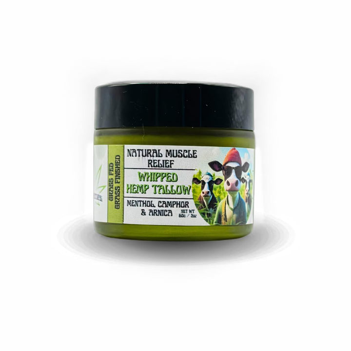 Natural Muscle Relief Whipped Hemp Tallow – Grass-Fed & Grass-Finished Tallow Balm with Menthol, Camphor & Arnica – Soothing Recovery for Sore Muscles & Joints – Organic Hempseed & Coconut Oil