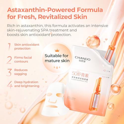 CHANDO Himalaya 2-Step Astaxanthin Firming Ampoule Mask (1.5ml+33mlx5PCS) - Firming & Radiance-Boosting with Astaxanthin for Wrinkle Reduction and Even Skin Tone
