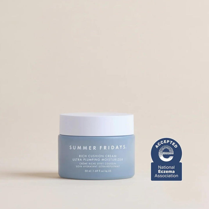 Summer Fridays Rich Cushion Face Cream - Ultra Plumping Barrier Repair Cream + Makeup Primer - Infuses Skin with Rich Hydration from Glycerin + Squalane - Non-Comedogenic + Fragrance-Free (1.69 Oz)