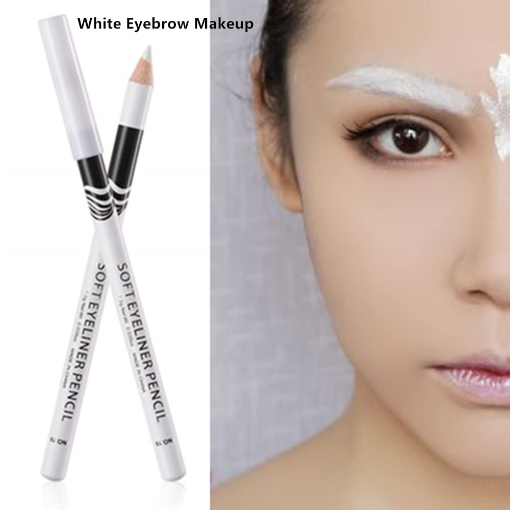 Go Ho 12 PCS White Eyebrow Eyeliner Pencils,White Eyeshadow Makeup Pen,Sweatproof Eye Highlighter Makeup Pencil,Long-lasting Nice Color Eye Brow Gel Pen,Brow Tint Sticks(White)