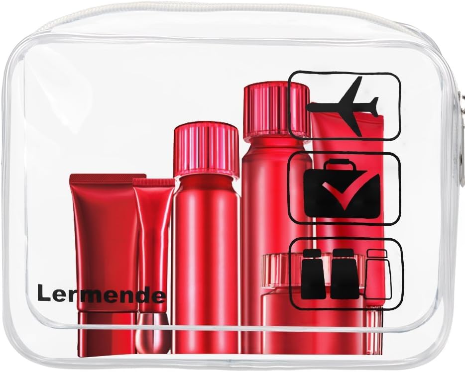 Lermende 2pcs/pack Clear Toiletry Bag TSA Approved Travel Carry On Airport Airline Quart Sized 3-1-1 Compliant Bag Make-up Pouch Kit (Clear)