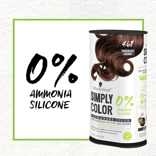 Schwarzkopf Simply Color Hair Color 4.68 Chocolate Cherry, 1 Application - Permanent Hair Dye for Healthy Looking Hair without Ammonia or Silicone, Dermatologist Tested, No PPD & PTD