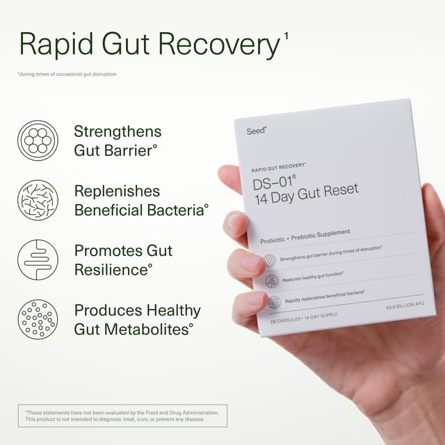 Seed 14 Day Gut Reset - Prebiotic and Probiotic for Women & Men - Digestive Health, Gut Health, Rapid Gut Recovery, Bloating & Constipation Relief - Vegan & Shelf-Stable - 28 Capsules (14-Day Supply)