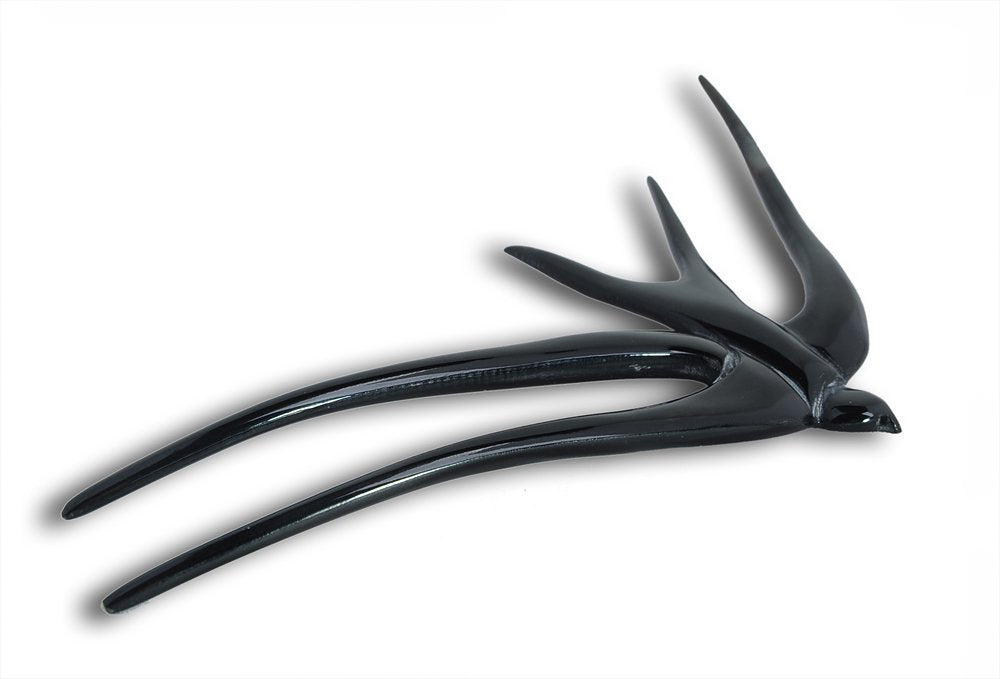 Marycrafts Black Buffalo Horn Swallow Bird Hair Fork, Hairfork, Hair Pin, Hairpin, Hair Accessory Toy Handmade 4.72