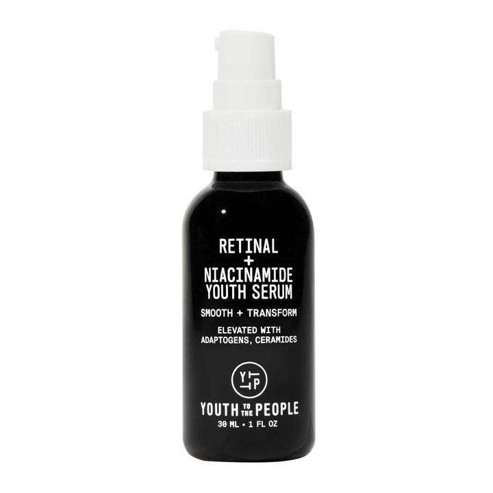 Youth To The People Retinal + Niacinamide Youth Face Serum (1 fl oz), Smooths Textured + Blemished Skin, Reduces Fine Lines, Brightens Uneven Tone, Adaptogens + Ceramides, Fragrance-free, Vegan