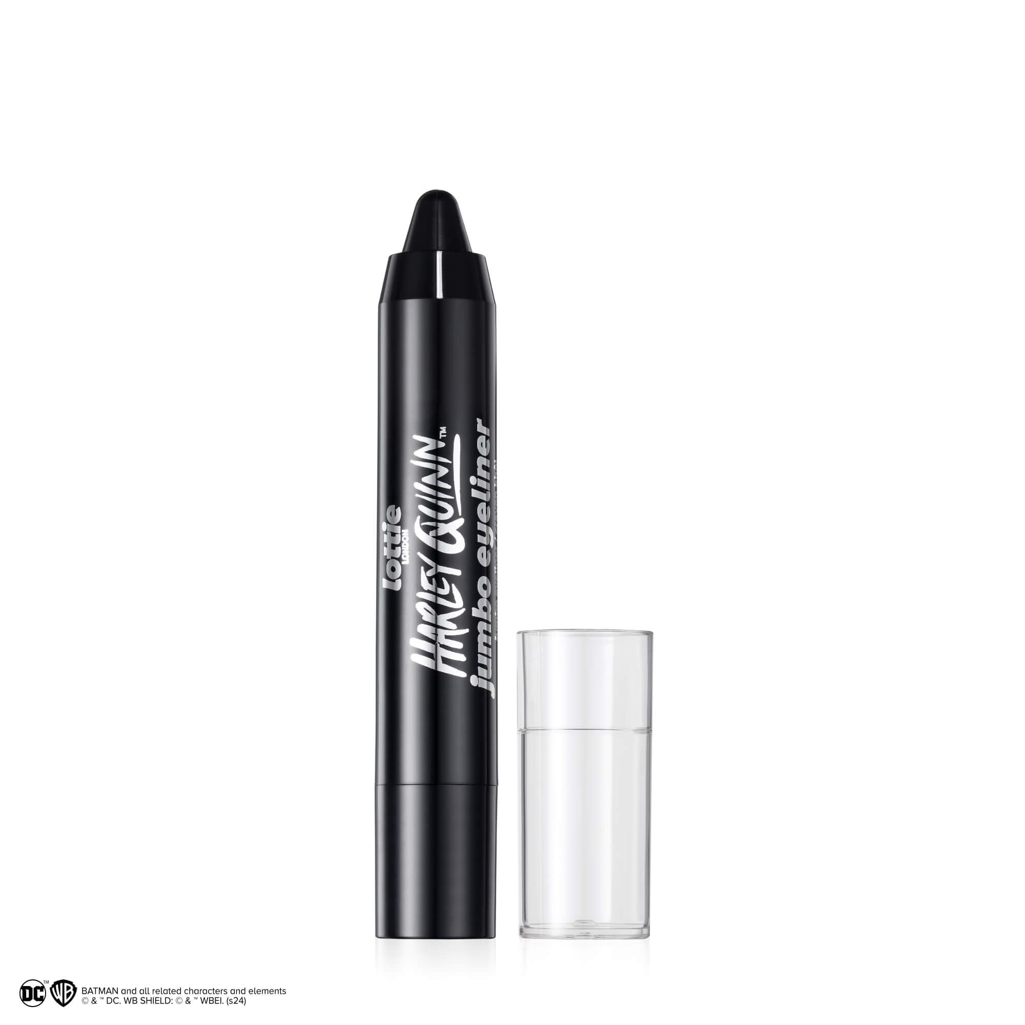 Lottie London x Harley Quinn Jumbo Eyeliner, Buttery Black jumbo eyeliner pencil with a rich pigment and color pay off for an effortless smokey eye look