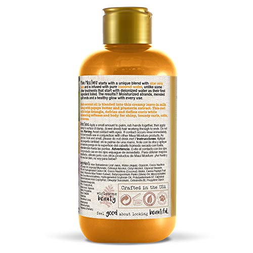 Maui Moisture Curl Quench + Coconut Oil Anti-Frizz Curl-Defining Hair Milk to Hydrate and Detangle Tight Curly Hair, Softening Leave-In Treatment, Vegan, Silicone & Paraben-Free, 8 fl oz