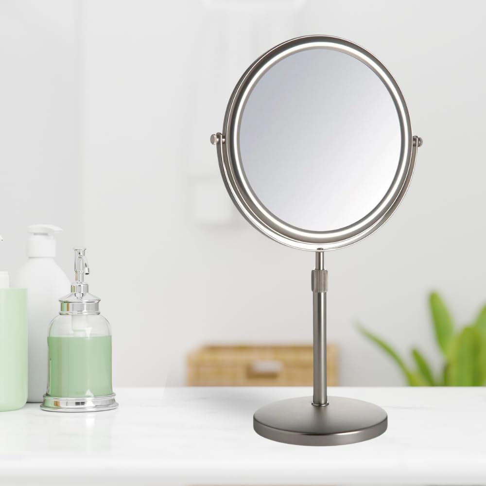 Jerdon JP4045N 9-Inch Vanity Mirror with 5x Magnification, Nickel Finish