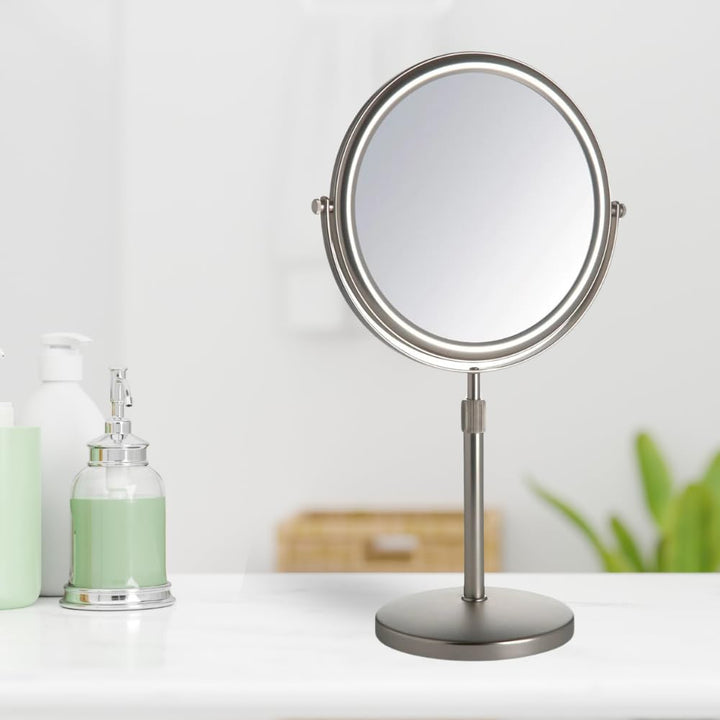 Jerdon JP4045N 9-Inch Vanity Mirror with 5x Magnification, Nickel Finish