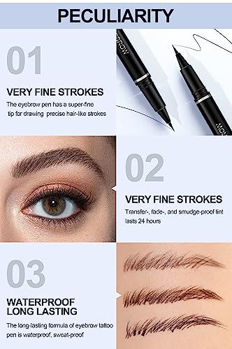 Easilydays Ultra-Fine Liquid Eyeliner & Eyebrow Pencil, 2 In 1high-Pigmented Multifunctional Wild Water Eyebrow Pencil, Felt-Tip Quick Drying Waterproof Eye Liner Pen Women Perfect Eye Makeup (04)