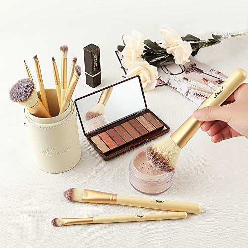 Matto Makeup Brushes Professional 10-Piece Golden Makeup Brush Set With Brush Holder