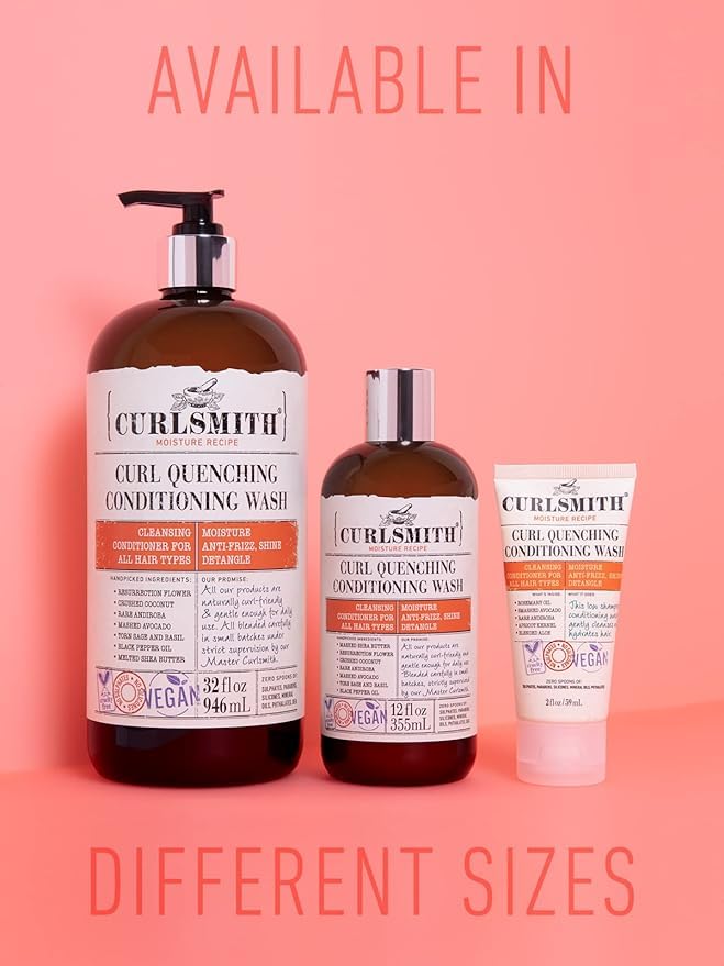 CURLSMITH - Curl Quenching Conditioning Wash - Vegan Cowash 2 in 1 Conditioner and Shampoo for Wavy, Curly and Coily Hair (3oz)