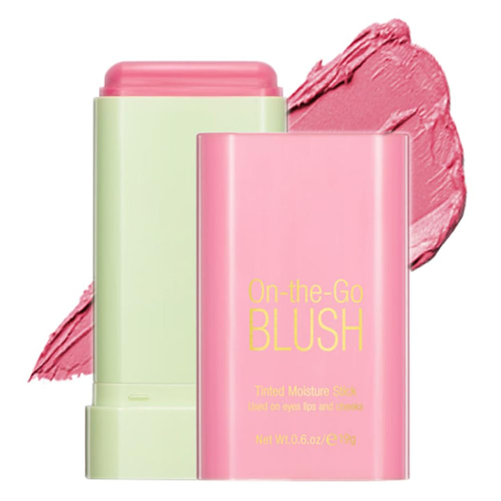 Mysense Pink Cream Blush Stick, Multi-use Makeup Blush for Cheeks Lips Eyes, Natural Matte Finish Waterproof Long-Lasting, 01 Shy Pink