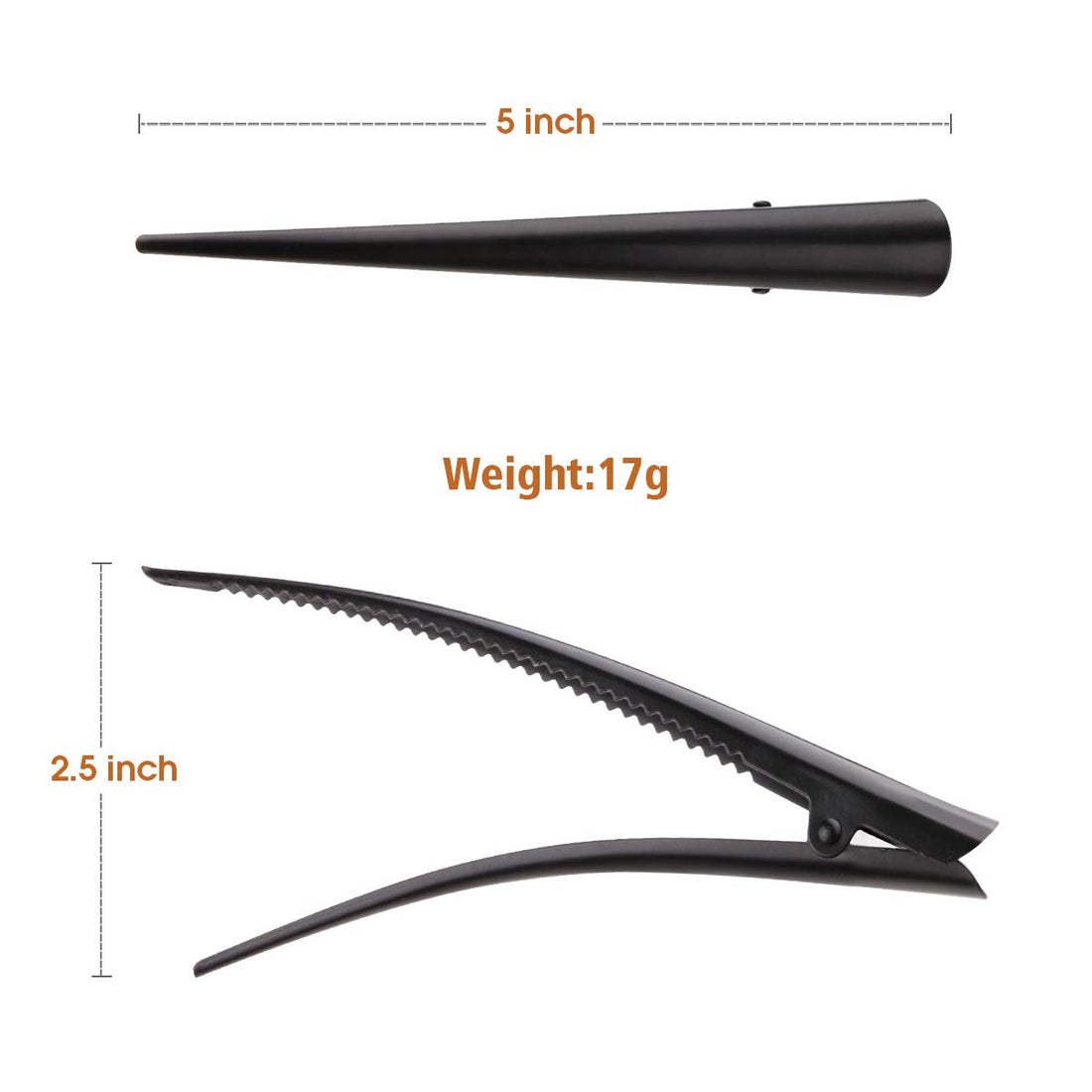 Large Long Alligator Hair Clips for Styling Salon Sectioning, GLAMFIELDS 5 inch Rust-Proof Durable Non-Slip Duckbill Metal Clips for Women Thick and Thin Hair (6 Pack) Black