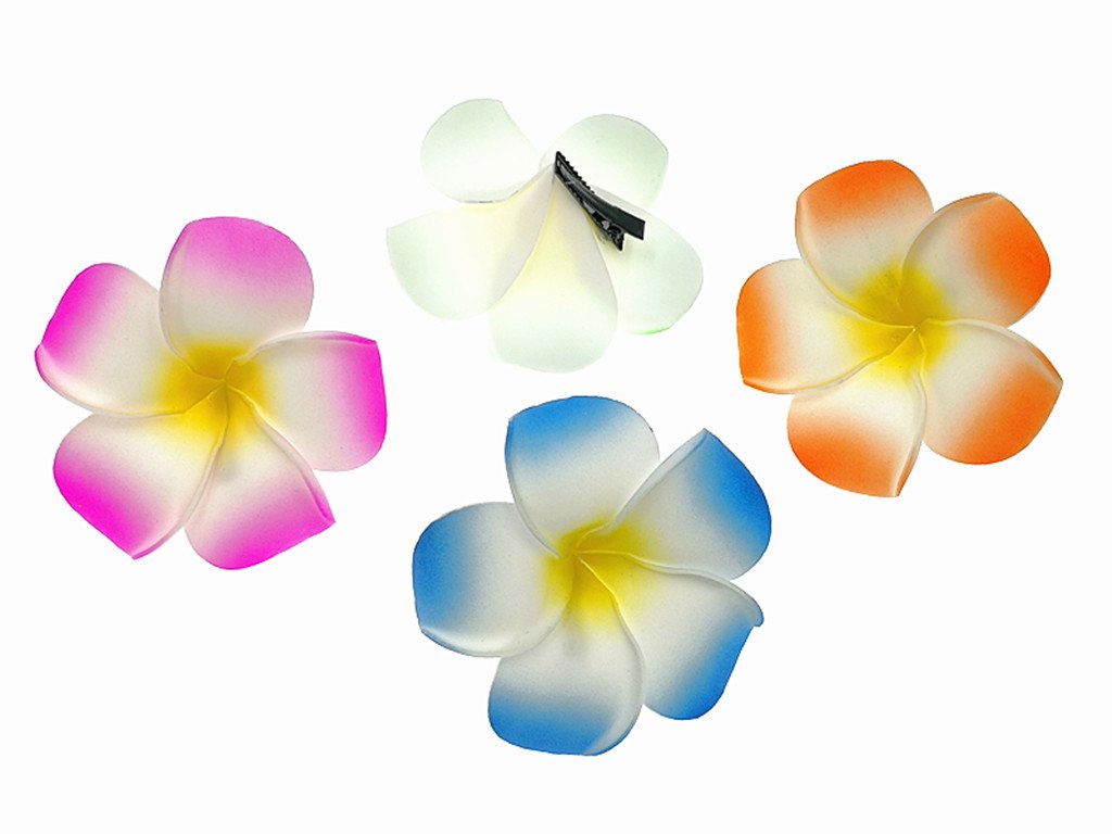 Hawaiian Plumeria Rubra Hair Clip,Foam Artificial Tropical Flower Hairpin Barrette Hair Accessories for Luau Beach Party(12pcs with 6 Colors)