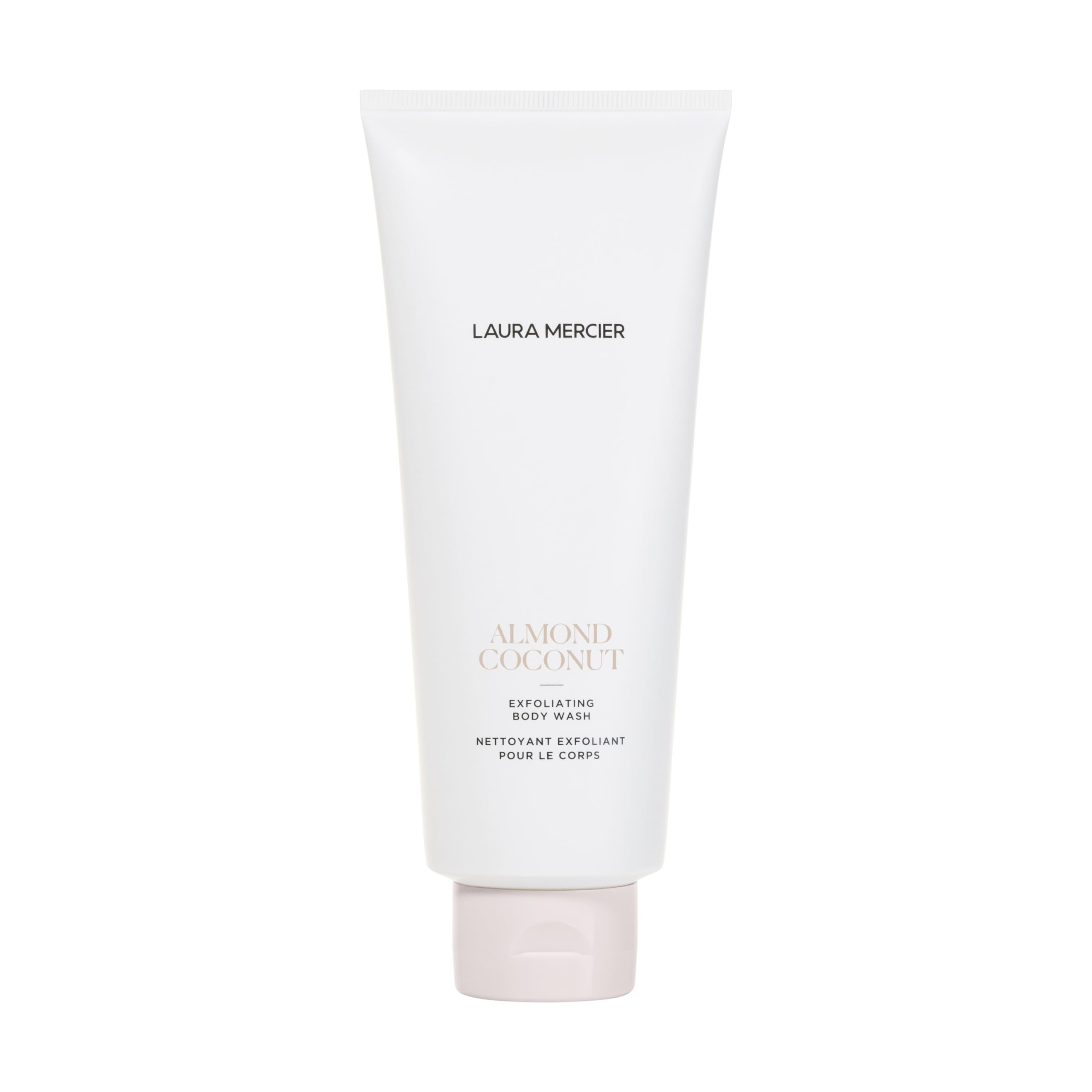 Laura Mercier Exfoliating Body Wash, Strawberry Seed and Sugar Scrub-Infused Exfoliator, Removes Impurities, Helps to Improve Uneven Skin Tone, Elasticity and Circulation, Almond Coconut