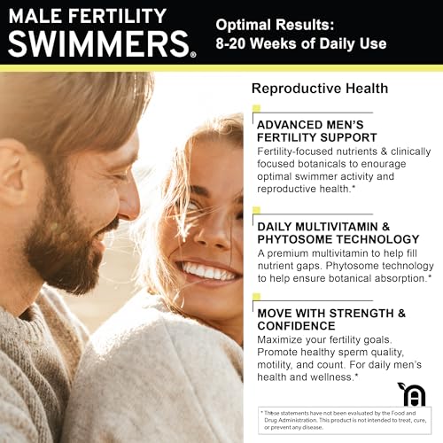 Swimmers | Fertility Support for Men | Optimal Sperm Count & Motility | Male Fertility Blend & Prenatal + Multivitamin to Support Healthy Conception | Premium Men's Health Supplement | 120 Capsules
