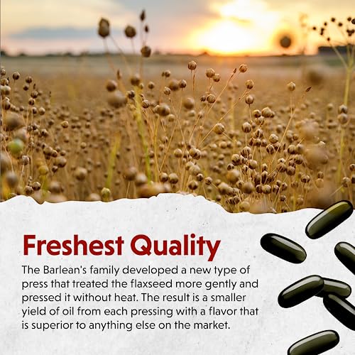 Barlean's Lignan Flaxseed Oil Softgels, Cold-Pressed Flax Seed Supplement with 1,550 mg ALA Omega-3 Fatty Acids for Joint & Heart Health, 1000mg, 250 ct