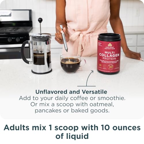 Ancient Nutrition Collagen Powder Protein with Probiotics, Multi Collagen Protein with Vitamin C, Hydrolyzed Collagen Peptides Supports Skin and Nails, Gut Health (40 Servings, Unflavored)