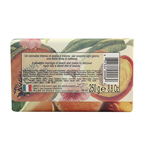 Nesti Dante Il Frutteto Peach and Melon Natural Fruit Scented Bar Soap for Bath Hands and Body 250g