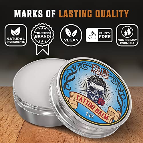 Viking Revolution Tattoo Care Balm for Before, During & Post Tattoo Safe, Natural Tattoo Aftercare Cream Moisturizing Lotion to Promote Skin Healing, Skin Moisturizer, (2oz,1 Pack)