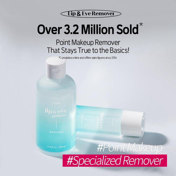 ETUDE Lip&Eye Remover 8.45 fl.oz (250ml) 21AD | Water and Oil Formula for Deep Cleansing | Lip and Eye Makeup Remover for All Types | Gentle Face Cleanser for Sensitive Skin | Korean Skin Care