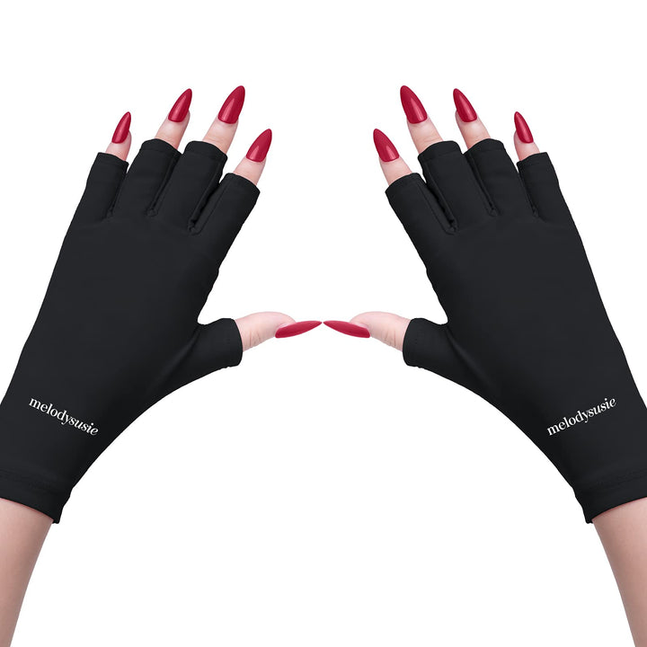 Melody Susie Uv Shield Glove Anti Uv Glove For Gel Manicures With Uv/Led Lamps (Classic Black)