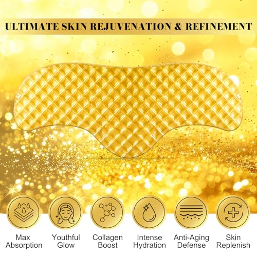 ReliCo Forehead Wrinkle Patches - 24K Gold Forehead Frown Wrinkles Pads with Collagen Boosting Elasticity for Women Men 16pcs