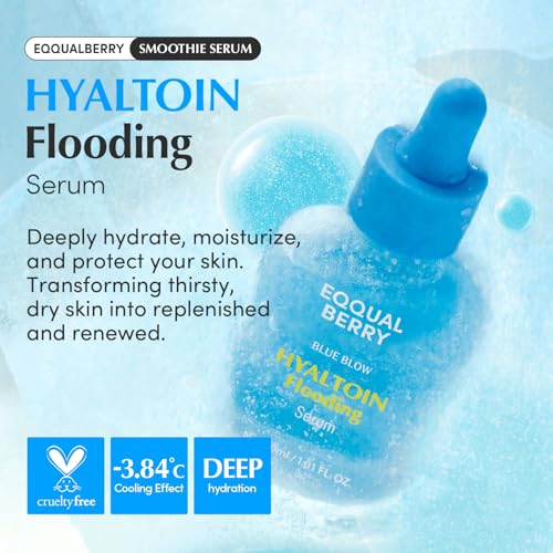 EQQUALBERRY Hyaltoin Flooding Smoothie Serum – Deep Hydrating Korean Skin Care with 11 Hyaluronic Acids, Ectoine & Glacier Water, Barrier-Strengthening with 5 Ceramides, Fresh Glow (1.01oz / 30ml)