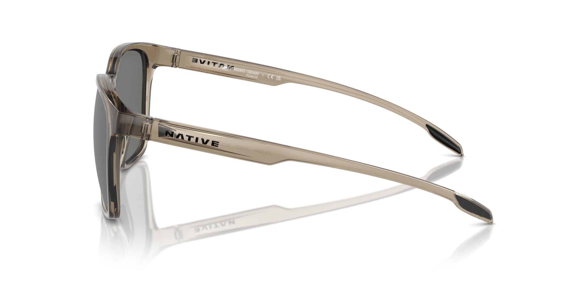 Native Eyewear Targhee Square Sunglasses, Smokey Quartz/Silver Mirrored Polarized, 54 mm