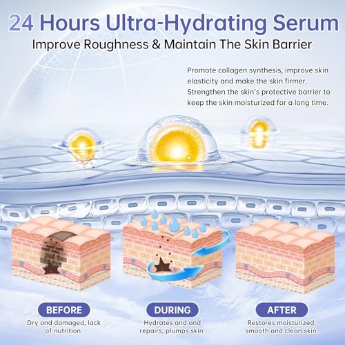 60 Pcs 5% Hyaluronic Acid Serum Ultra-Hydrating Vials, Hyaluronic Acid Tubes, Wake Nature Perfection Hyaluronic Serum, Single-Use Ultra-Hydrating Essence for Face