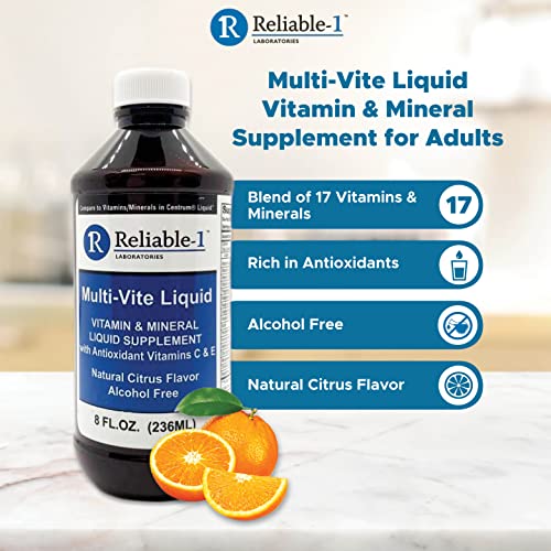 Reliable-1 Laboratories Multi-Vite Liquid Multivitamin for Adults Liquid Vitamins Antioxidant Supplement for Immunity, Metabolism and Energy Support | 8 FL.OZ.