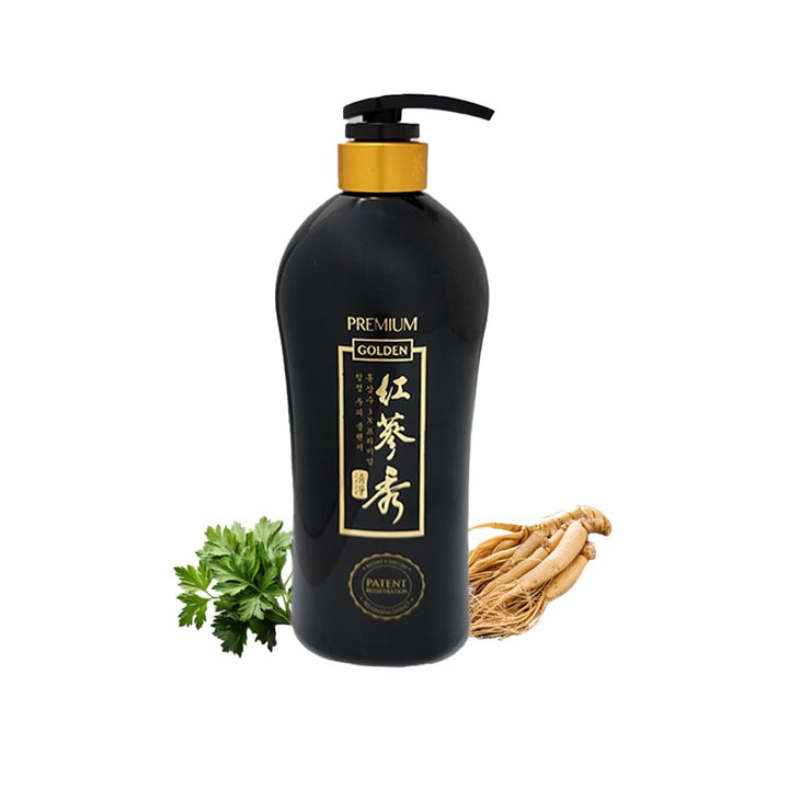 Red Ginseng 3X Premium Golden Shampoo 24.68 fl.oz (730ml) with a 6-year-aged Korean Red Ginseng revitalizes all Hair Types. It soothes itchy Scalp and strengthens thinning Hair [Naisture]