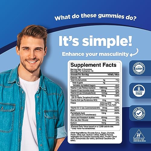 Phytoral Natural Multivitamin for Men Gummies with Zinc - Men’s Multivitamin Gummy with Vitamin D C A & Biotin - Mens Multivitamins Gummies Vitamin B6 & B12 for Full Mens Health Supplement