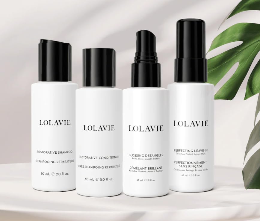 LolaVie RESTORE & PROTECT TRAVEL KIT - 4pc Hair Care Set - Revitalizing, Repairing, Cleansing & Protecting - All Hair Types - Vegan & Cruelty-Free