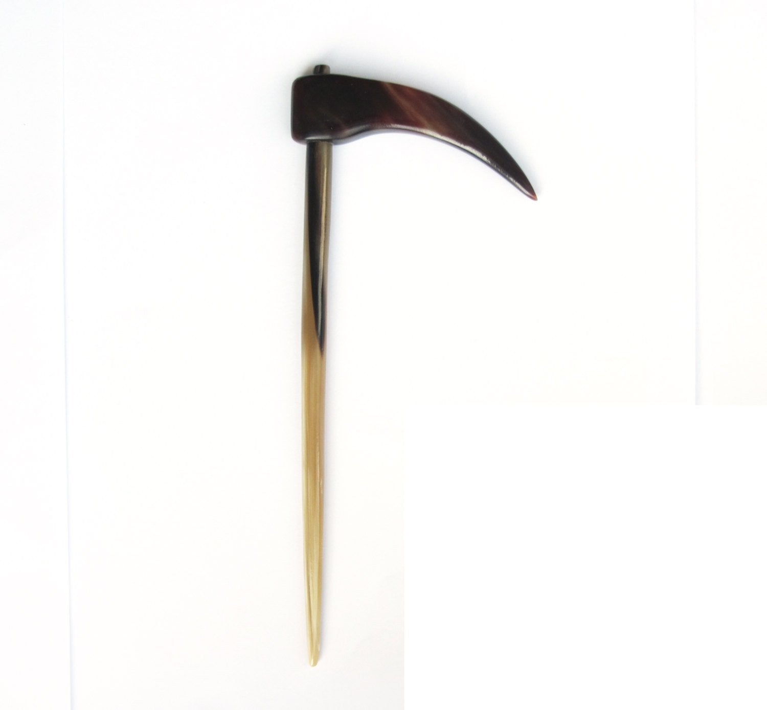Marycrafts Translucent Death Scythe Buffalo Horn Hair Stick, Hairstick, Hair Pin, Hairpin, Hair Accessory, Hair Toy Handmade 6.69