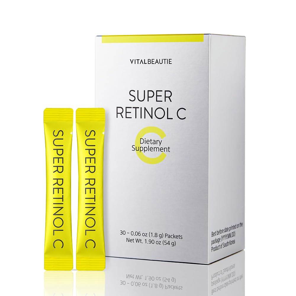 VITALBEAUTIE Super RetinolC (Powder, Skincare Supplement) - Retinol, Vitamin A, C, D, E, Pantothenic Acid, Zinc, L-Cysteine for Skin Radiance and Tone Vegan Authorized AMOREPACIFIC - 30 Packets