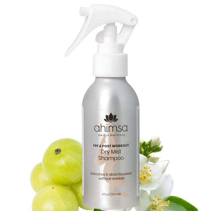 Ahimsa Dry Mist Shampoo for Dark Hair, Improved Formula - Powder & Aerosol Free, Vegan & Cruelty Free, Workout Friendly