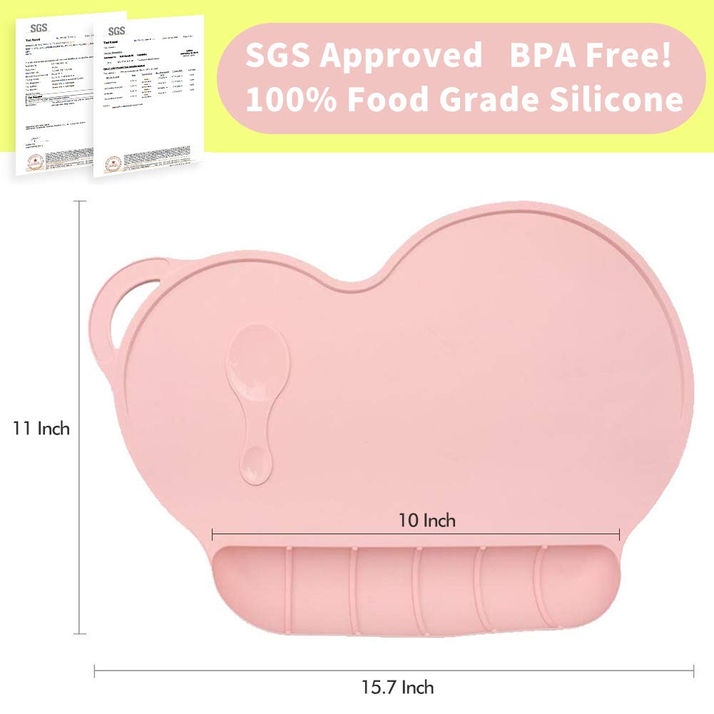 Food Catching Baby Placemat - Food Grade Silicone Reusable Travel Placemat for Kids Tiny Diner Portable Roll Up Non Slip Washable Restaurant Food Mat for Child Toddler Infant
