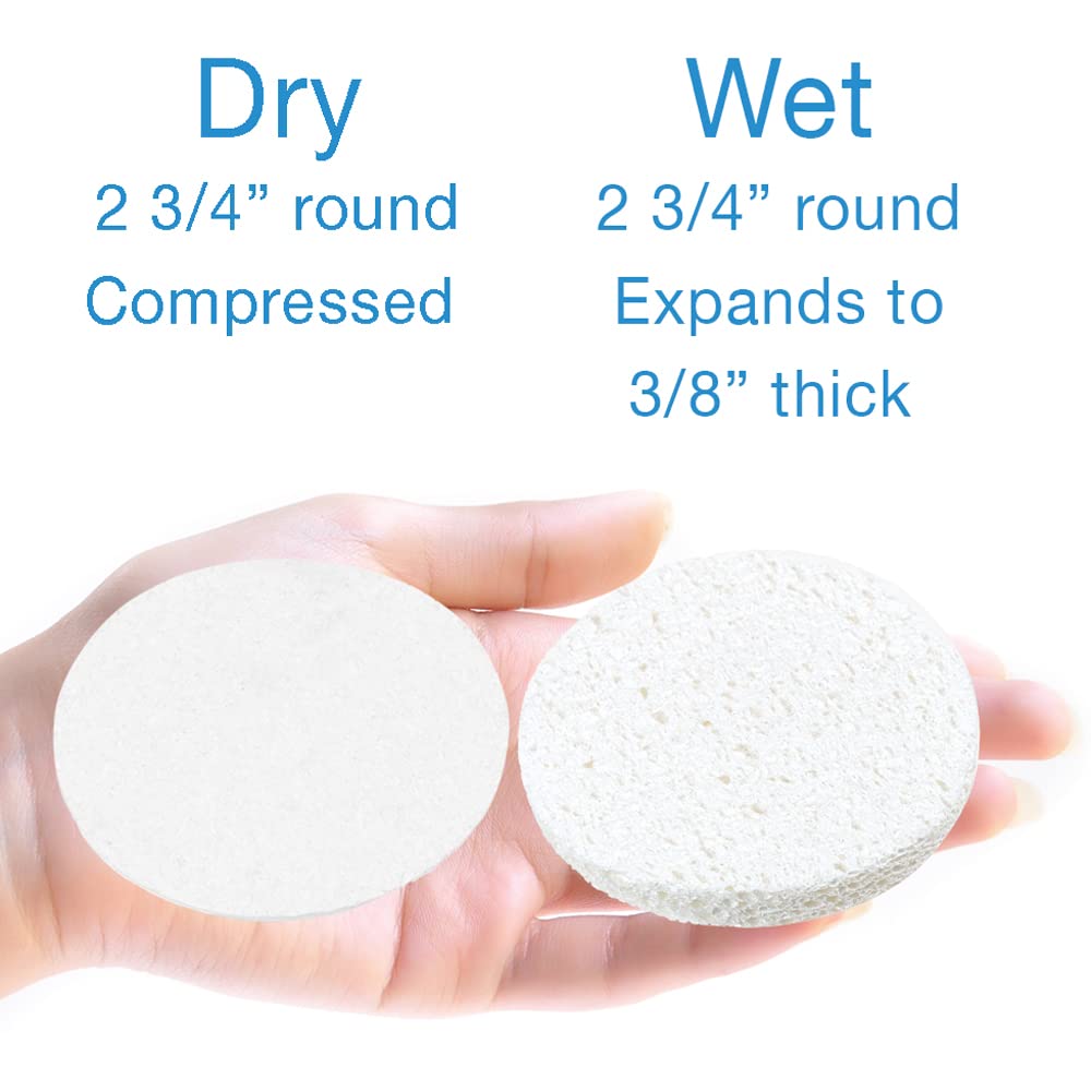 ForPro Premium Compressed Facial Sponges, 50-Count Cellulose Sponges for Facial Cleaning, Exfoliating and Makeup Removal, 2.75 Round, White