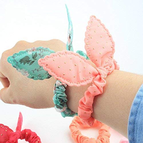Lovef Korean Style 10x Cute Girls floral Rabbit Ear Hair Tie Bands Ropes Ponytail Holder