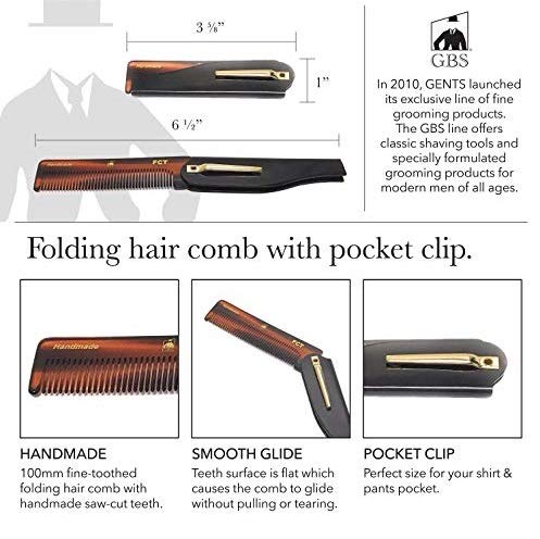 Men's Handmade Anti-Static Sawcut Grooming Hair and Beard Comb Set - Dressing, Folding, Pocket, and Moustache Keychain Combs