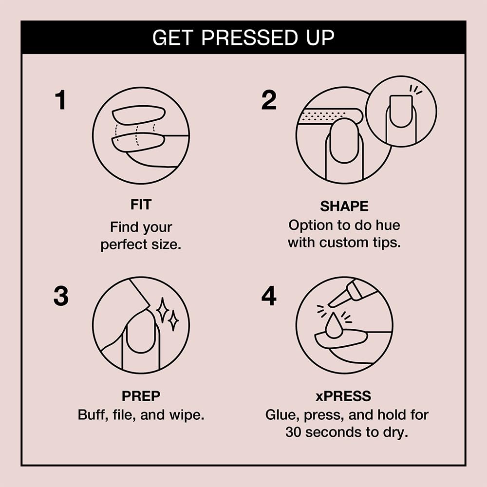 OPI xPRESS/ON French Press | French Tip Nail Art Short Round Press On Nails | With Nail Glue | Long Lasting, Reusable, Non-damaging